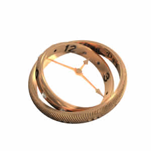 Wedding - romantic clock model - FREE - from Clock Domain.com - 3D animated  - shows you the time using two gold bands.  Love is forever, and this clock will never stop running.